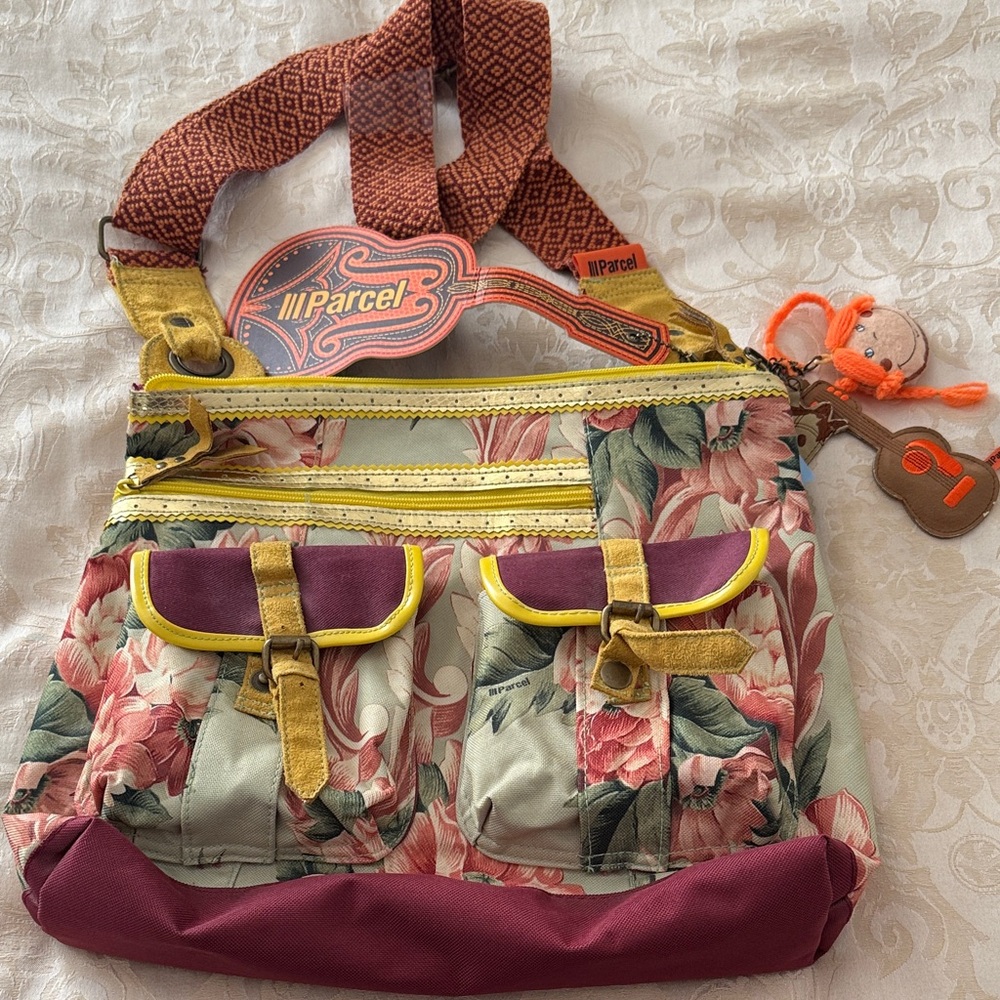 IIParcel Floral Crossbody Bag in Pink and Yellow Accent